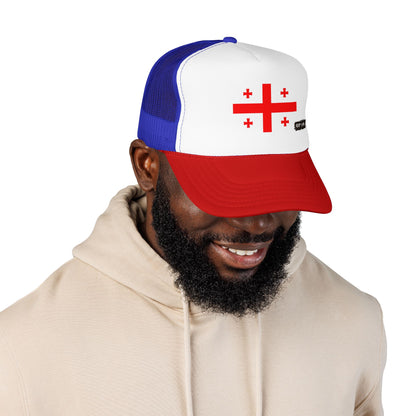 Georgia Flag Foam Trucker Hat | Georgian Pride Snapback Cap | Rep Ya Flag