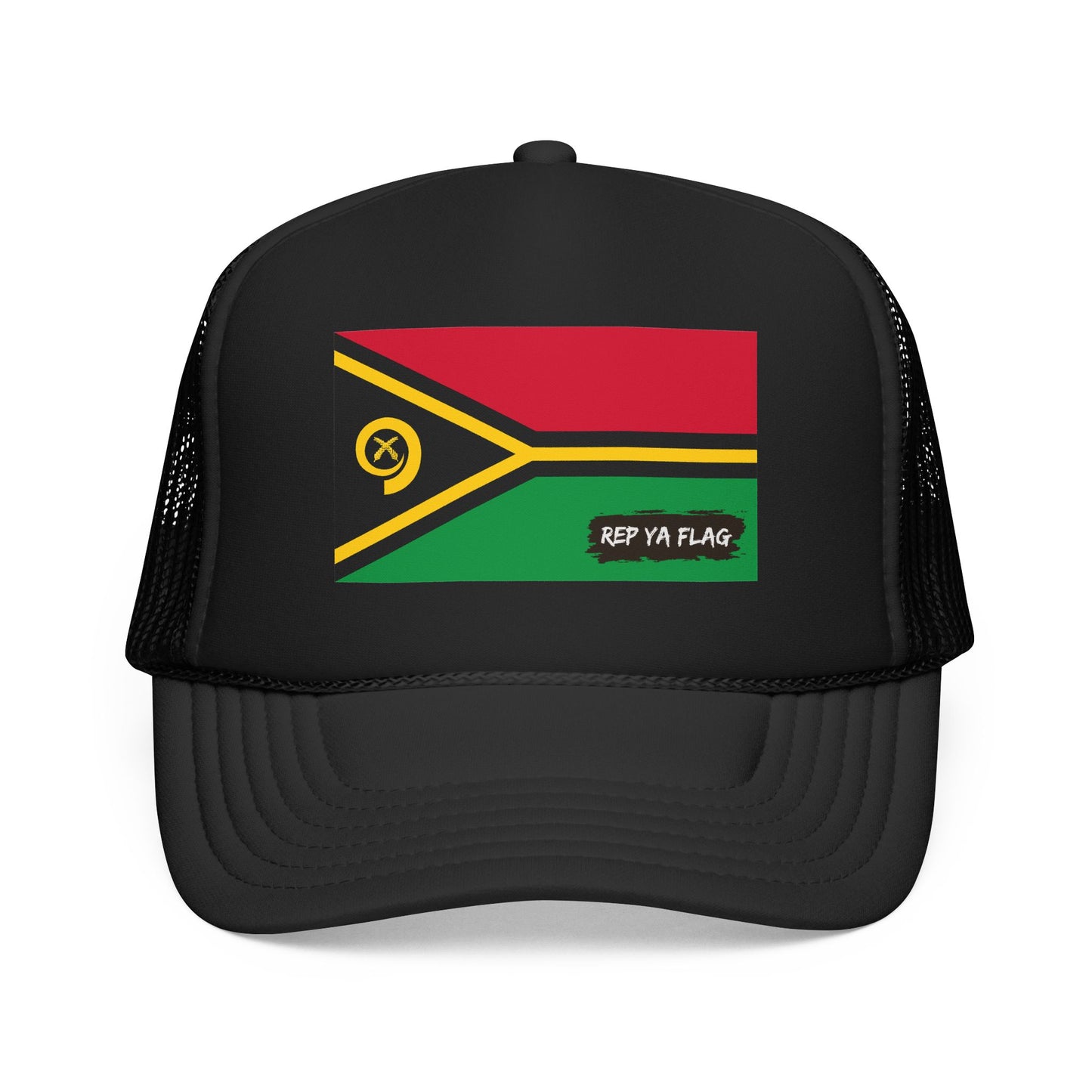 Vanuatu Flag Foam Trucker Hat | Rep Ya Flag design