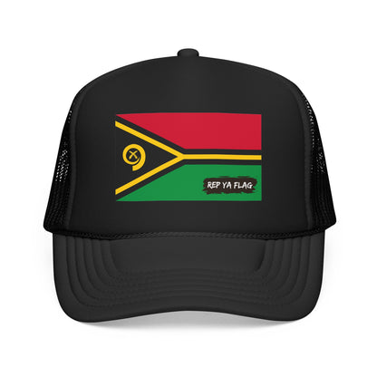 Vanuatu Flag Foam Trucker Hat | Rep Ya Flag design