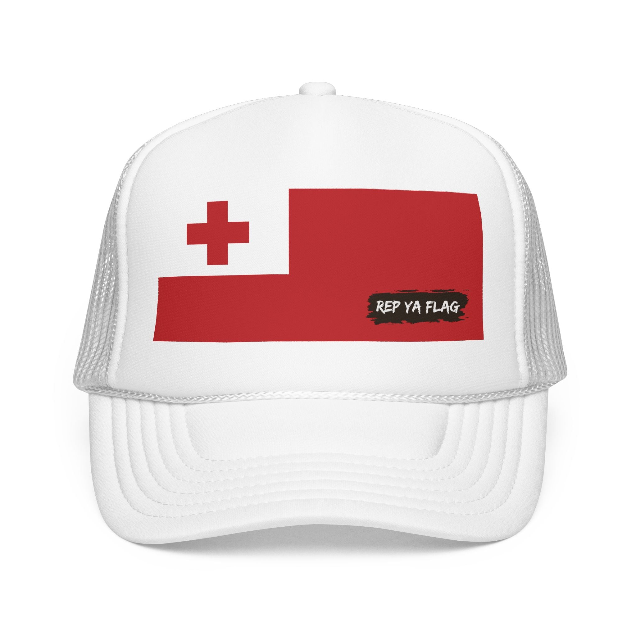 Tonga Flag Foam Trucker Hat | Rep Ya Flag design