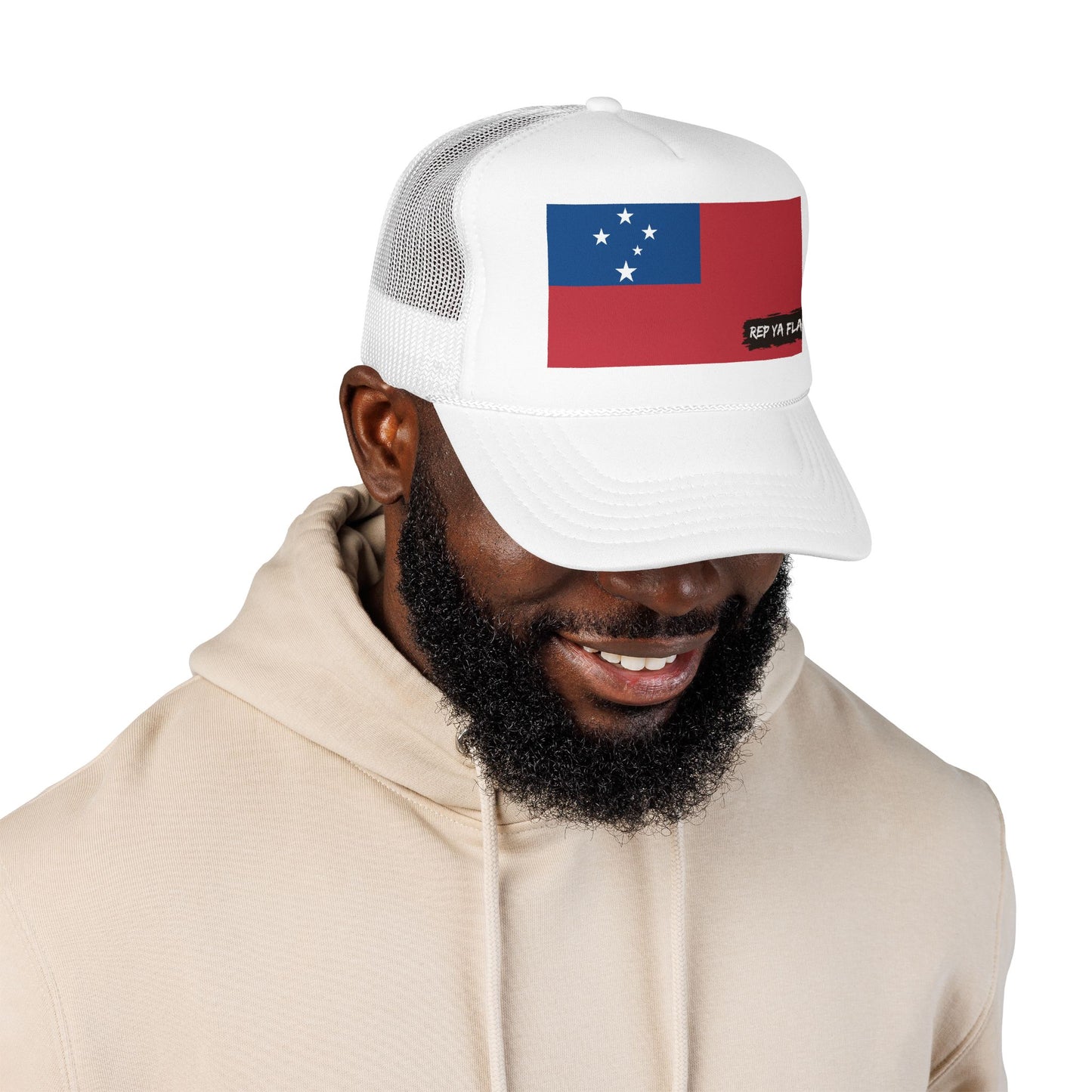 Samoa Flag Foam Trucker Hat | Samoan Pride Snapback Cap | Rep Ya Flag