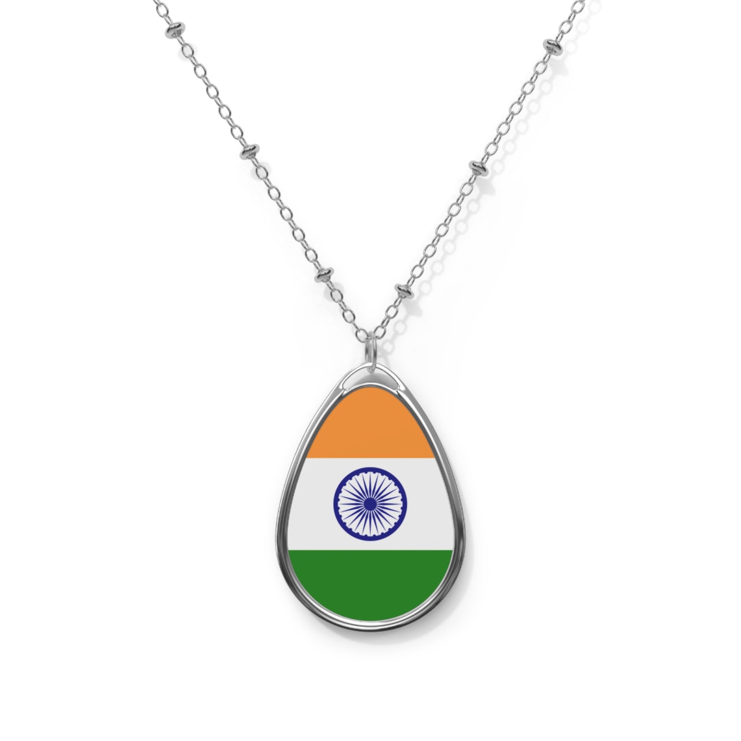 India Flag Oval Necklace | Indian Heritage Pendant | Rep Ya Flag