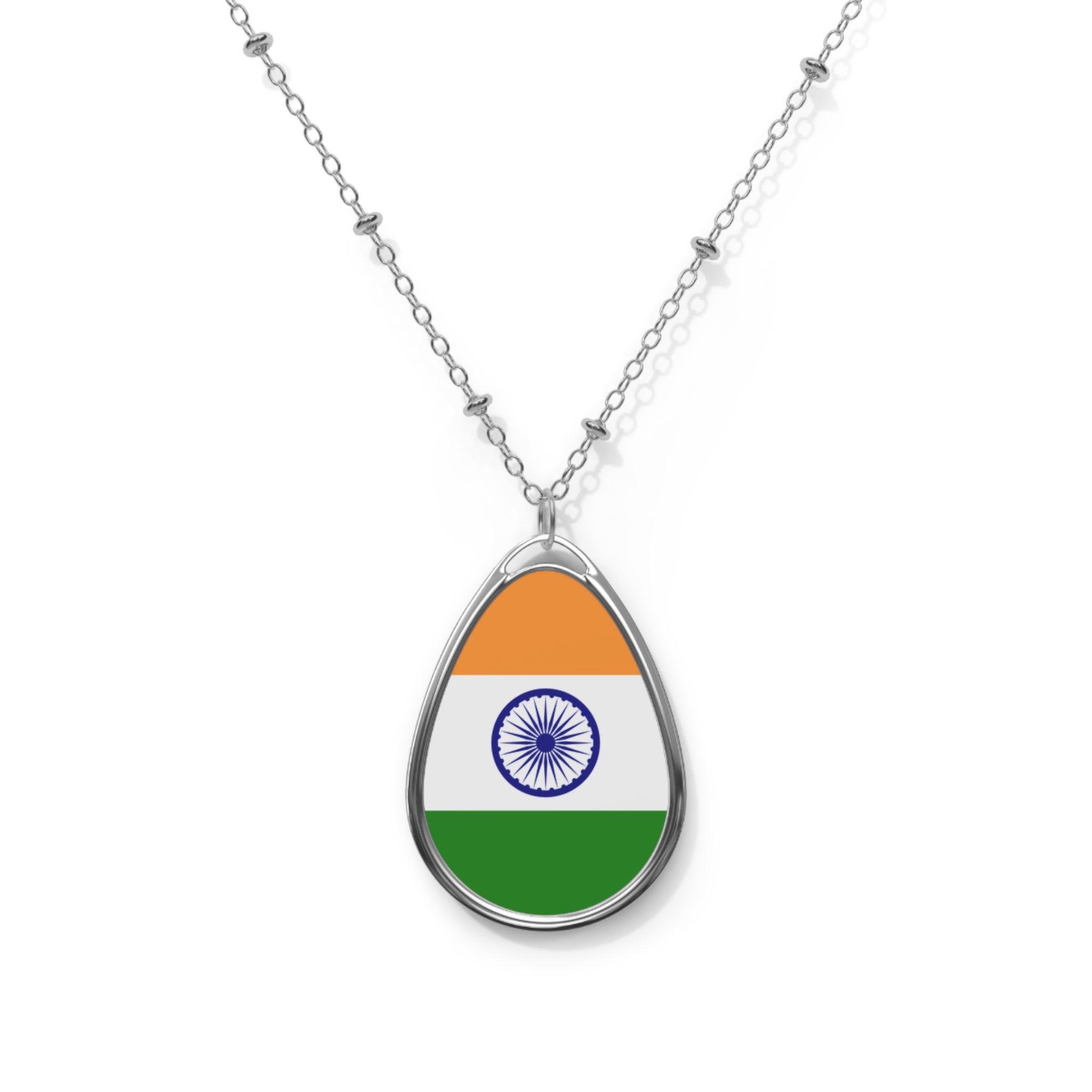 India Flag Oval Necklace | Indian Heritage Pendant | Rep Ya Flag