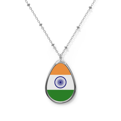 India Flag Oval Necklace | Indian Heritage Pendant | Rep Ya Flag