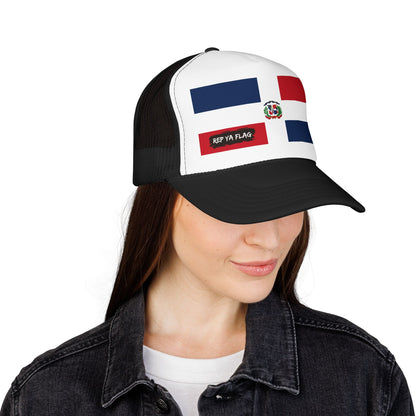 Dominican Republic Flag Foam Trucker Hat | Dominican Pride Snapback Cap | Rep Ya Flag