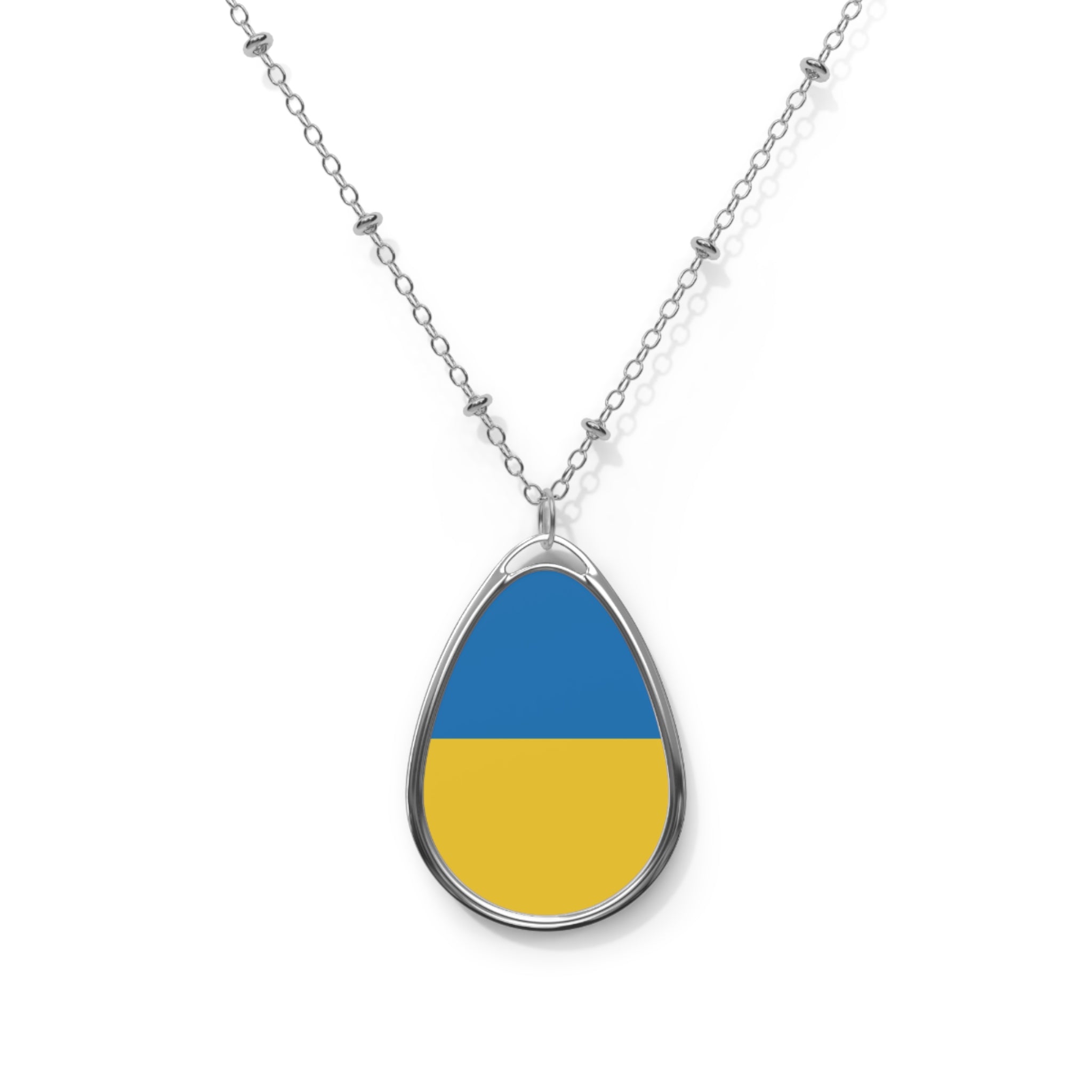 Ukraine Flag Oval Necklace