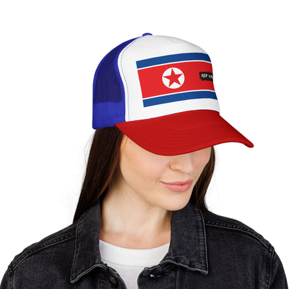 North Korea Flag Foam Trucker Hat | North Korean Pride Snapback Cap | Rep Ya Flag