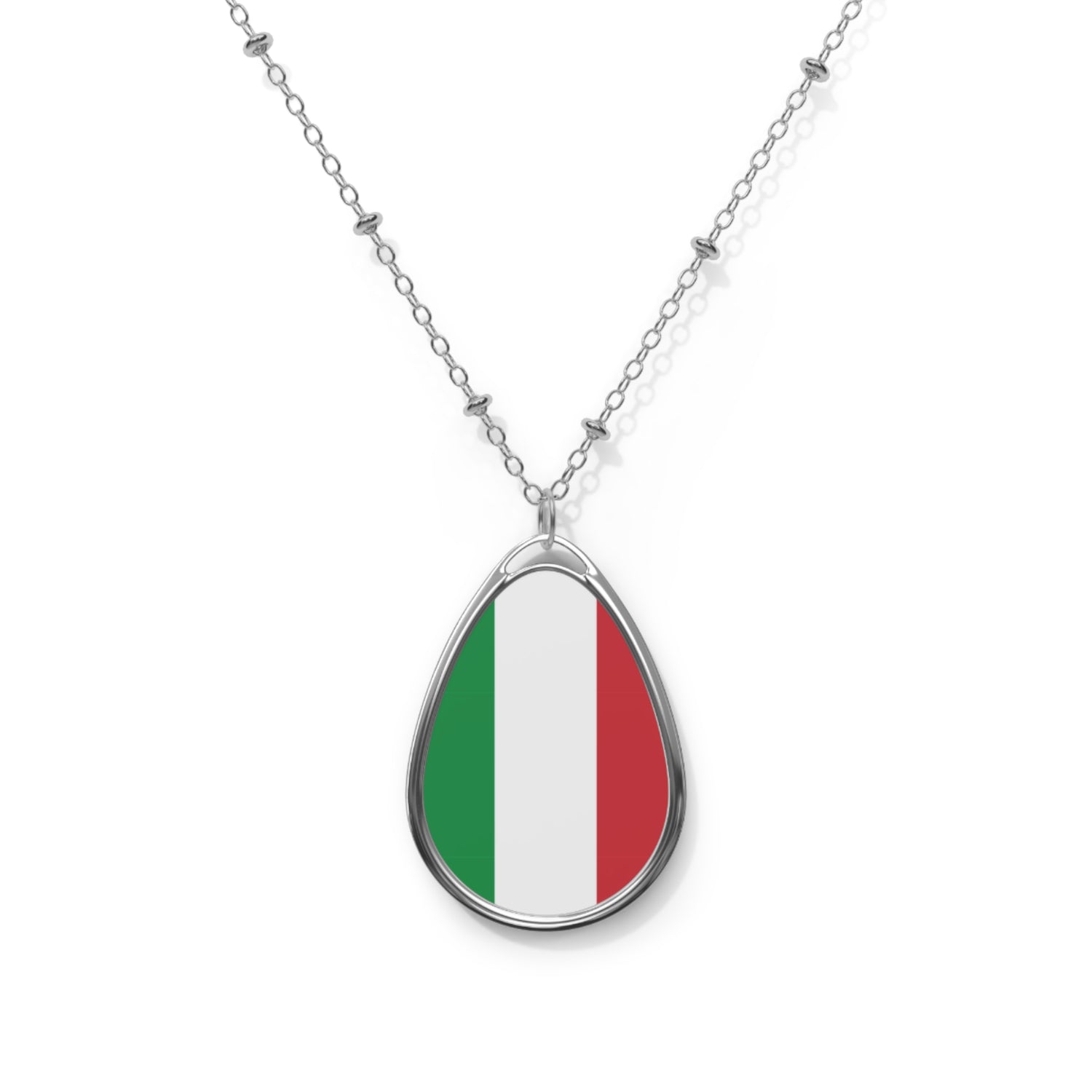 Italy Flag Oval Necklace | Italian Heritage Pendant | Rep Ya Flag