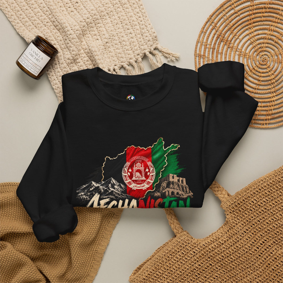 Afghanistan Flag Crewneck Sweatshirt — Patriotic Afghan Pride Sweater