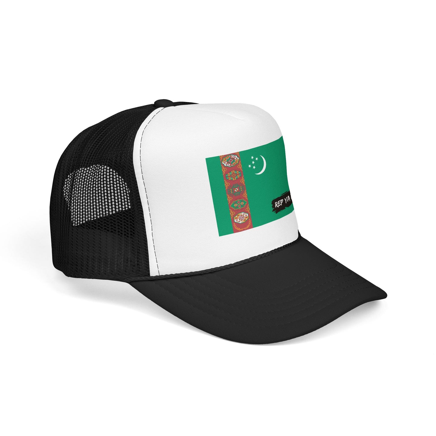 Turkmenistan Flag Foam Trucker Hat | Rep Ya Flag design