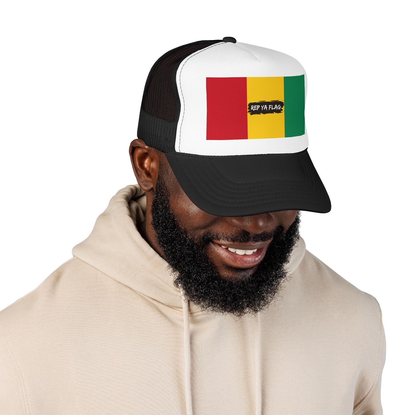Guinea Flag Foam Trucker Hat | Guinean Pride Snapback Cap | Rep Ya Flag