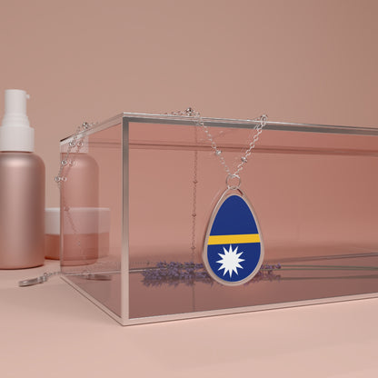 Nauru Flag Oval Necklace | Nauruan Flag Pendant | Heritage Jewelry | Cultural Gift | Rep Ya Flag