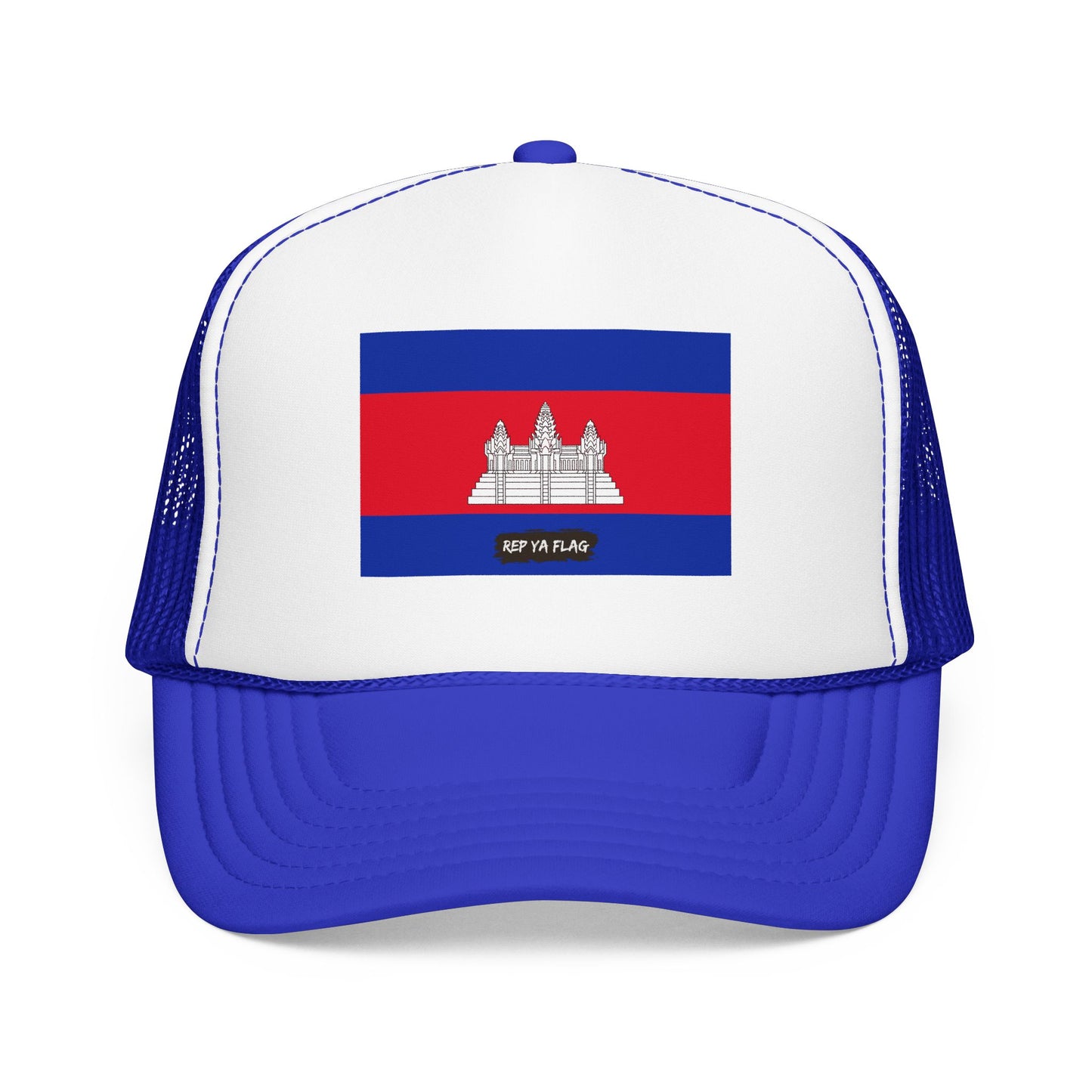 Cambodia Flag Foam Trucker Hat | Cambodian Pride Snapback Cap | Rep Ya Flag