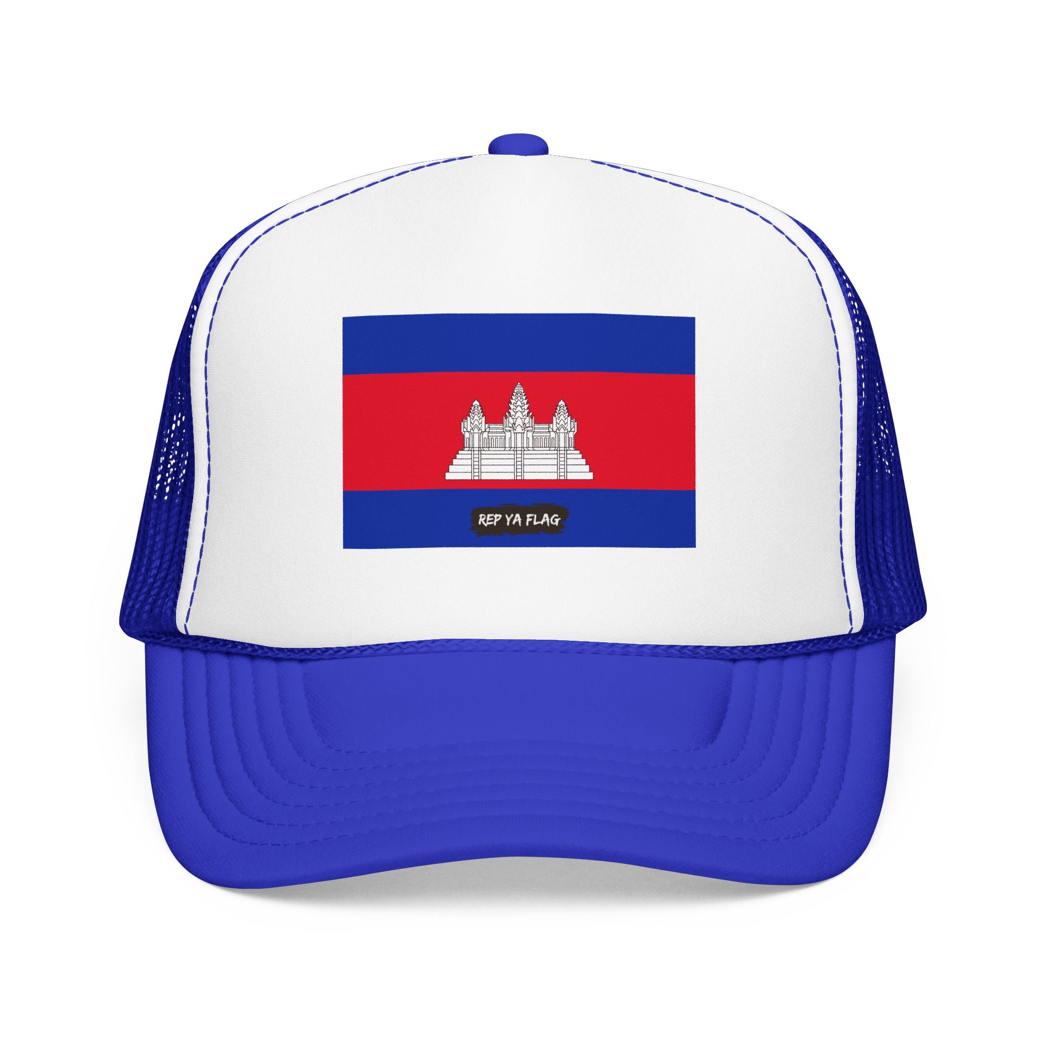 Cambodia Flag Foam Trucker Hat | Cambodian Pride Snapback Cap | Rep Ya Flag
