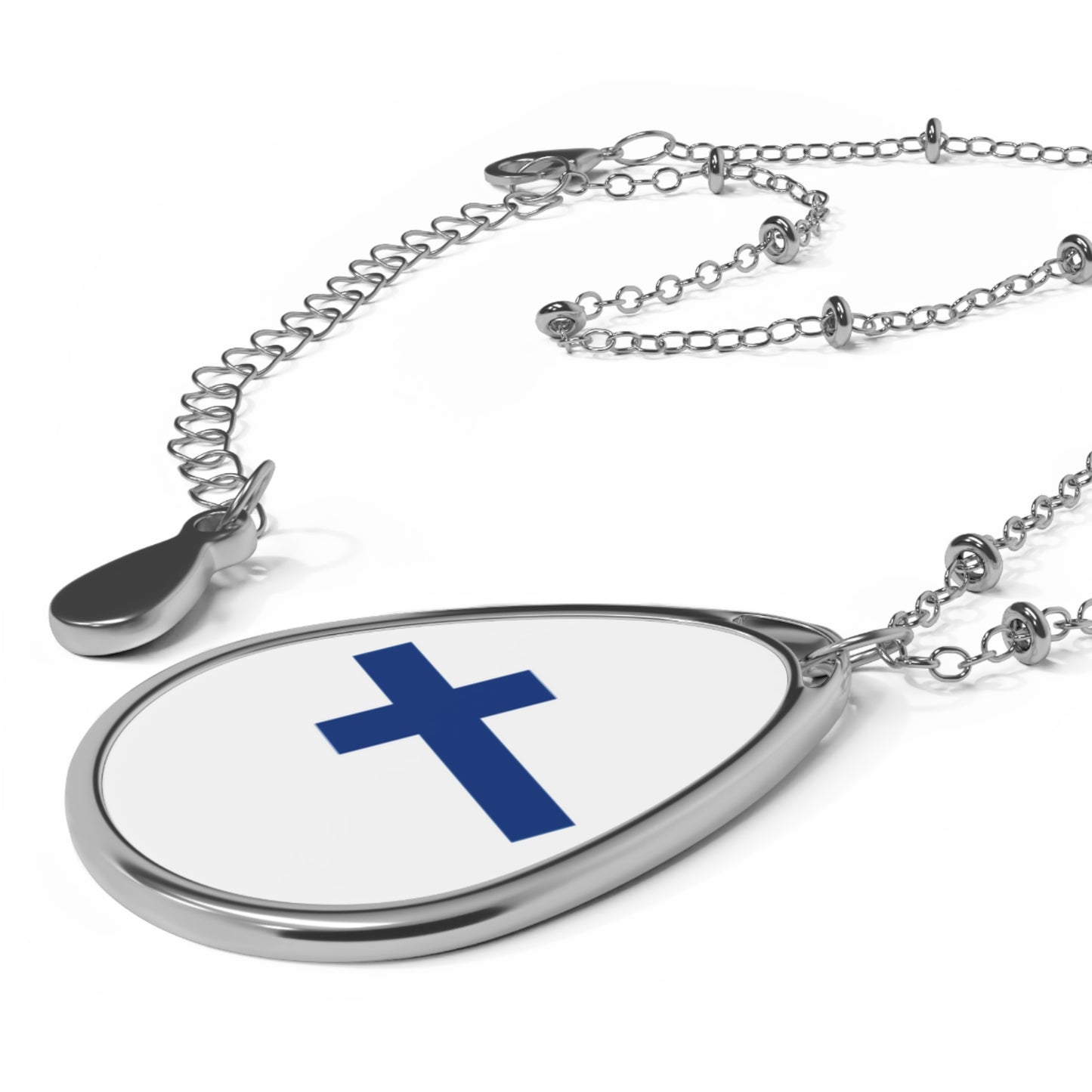 Finland Flag Oval Necklace | Finnish Heritage Pendant | Rep Ya Flag