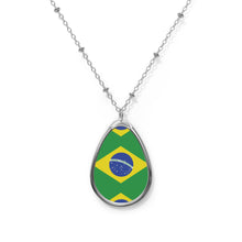 Brazil Flag Oval Necklace | Brazilian Heritage Pendant | Rep Ya Flag