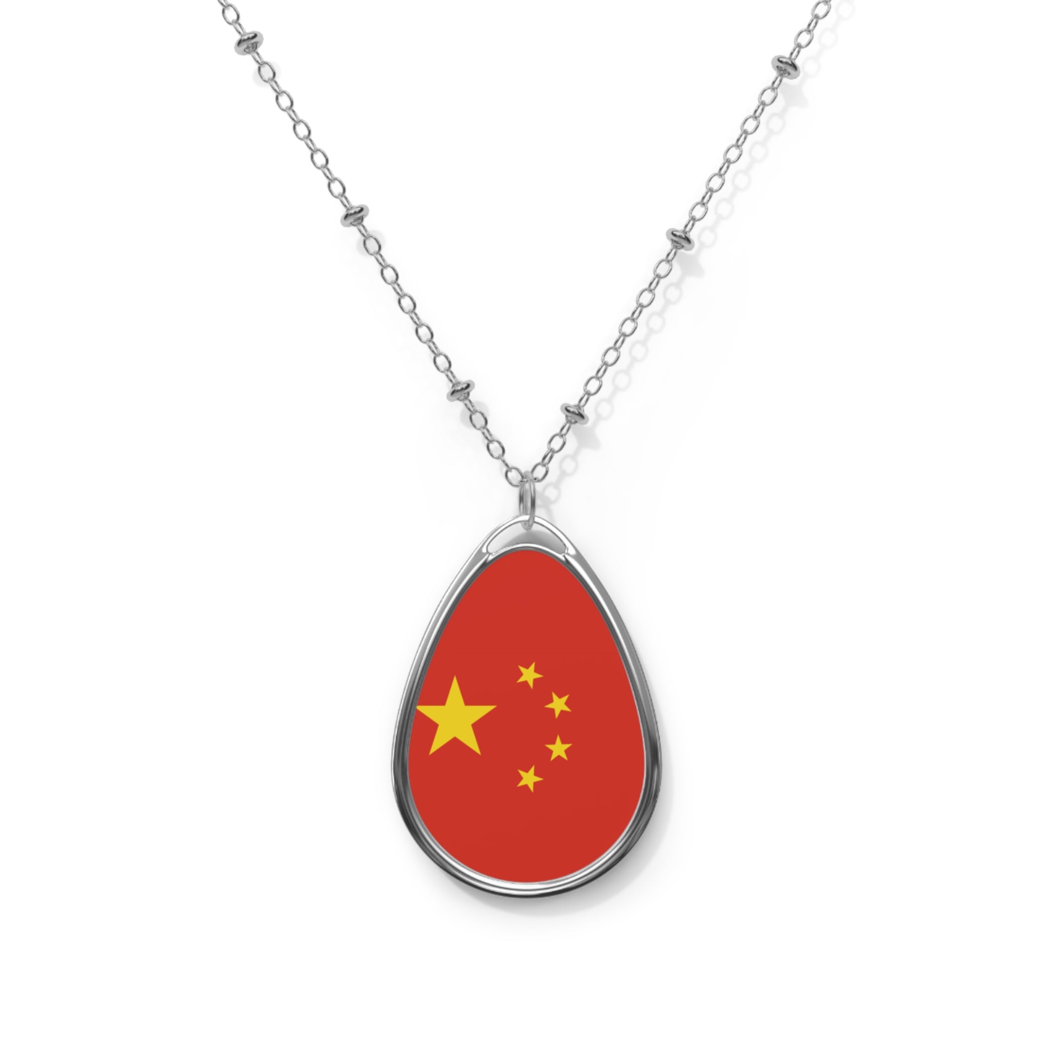 China Flag Oval Necklace | Chinese Heritage Jewelry | Rep Ya Flag