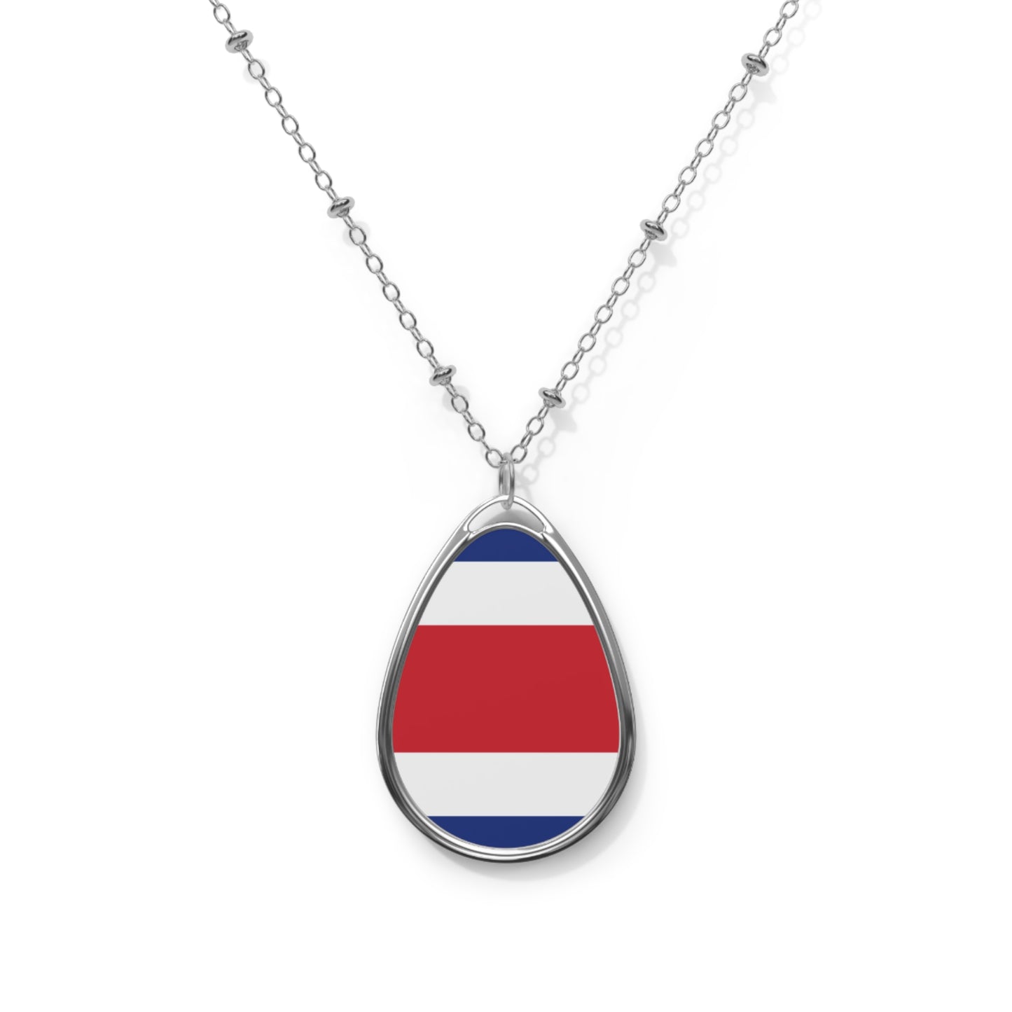 Costa Rica Flag Oval Necklace | Costa Rican Heritage Pendant | Rep Ya Flag