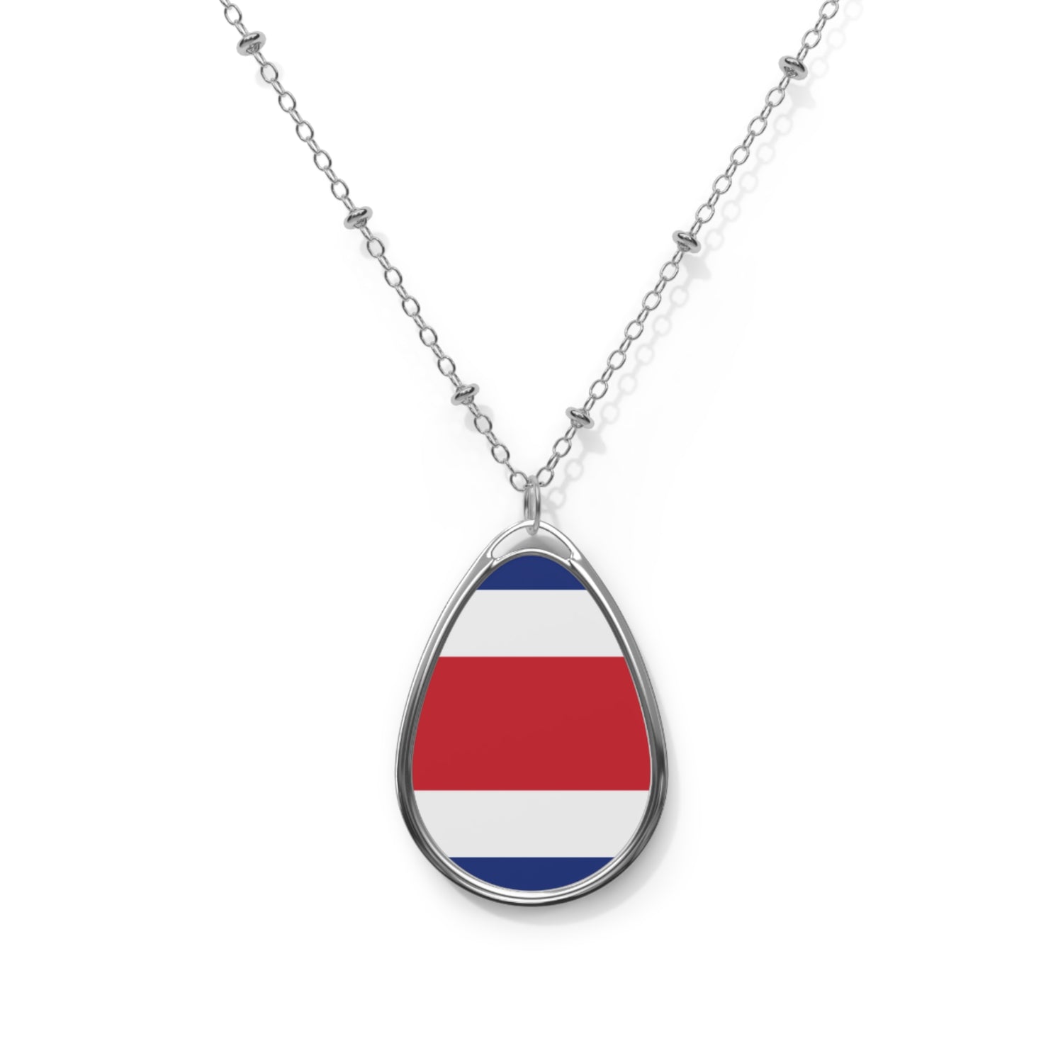Costa Rica Flag Oval Necklace | Costa Rican Heritage Pendant | Rep Ya Flag