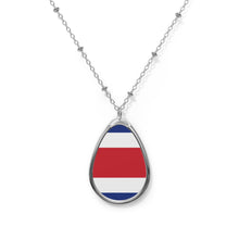 Costa Rica Flag Oval Necklace | Costa Rican Heritage Pendant | Rep Ya Flag