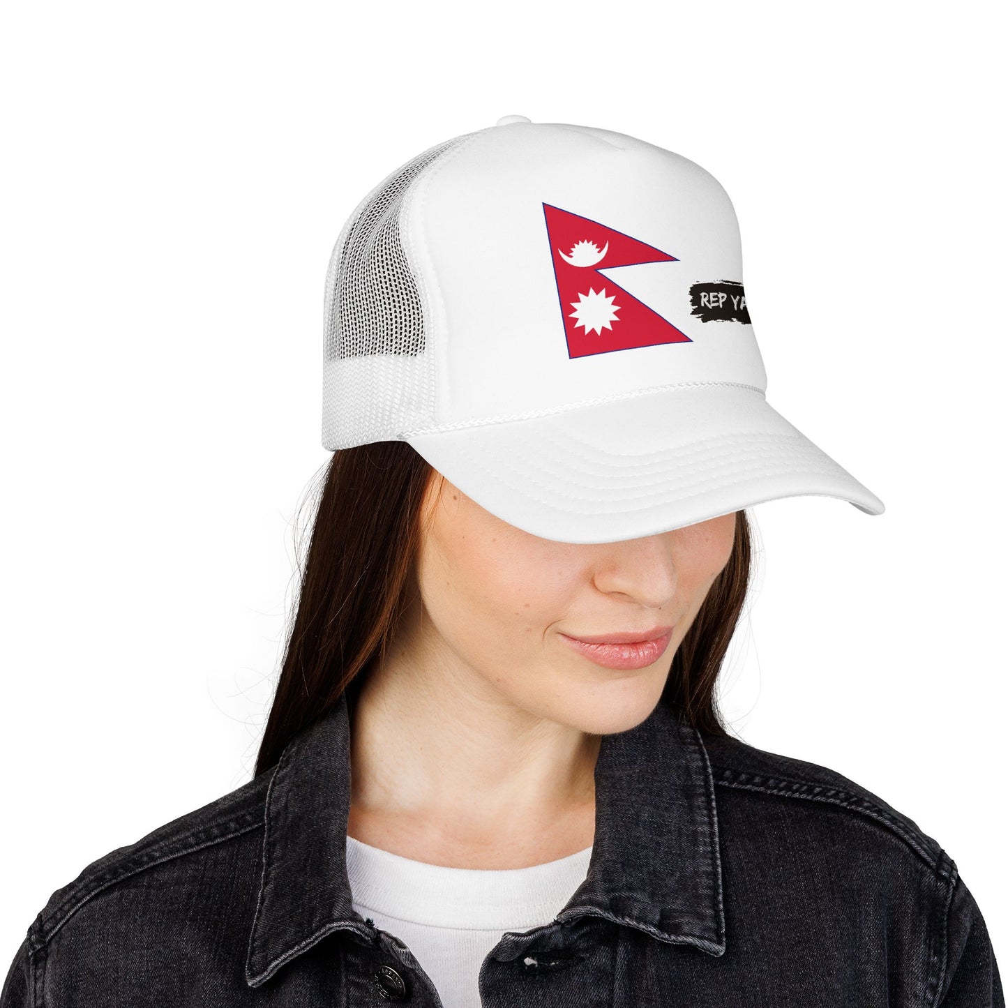 Nepal Flag Foam Trucker Hat | Nepali Pride Snapback Cap | Rep Ya Flag