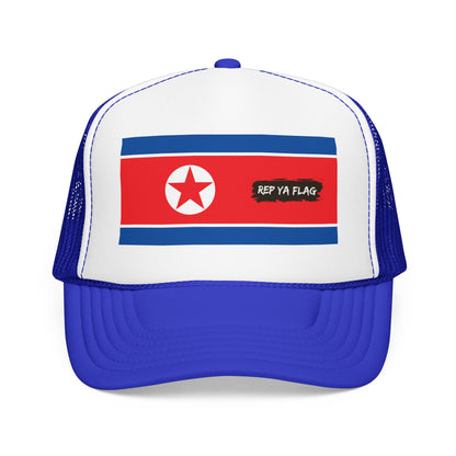 North Korea Flag Foam Trucker Hat | North Korean Pride Snapback Cap | Rep Ya Flag