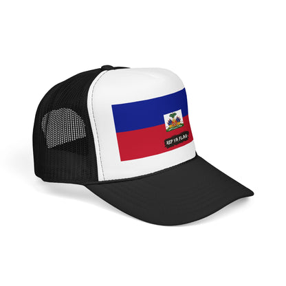 Haiti Flag Foam Trucker Hat | Haitian Pride Snapback Cap | Rep Ya Flag
