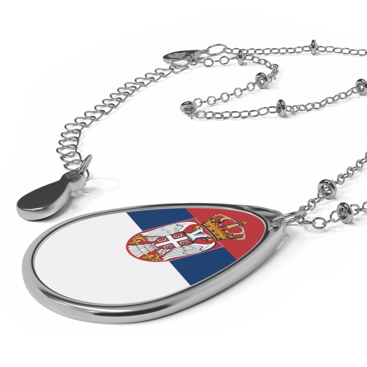 Serbia Flag Oval Necklace | Serbian Heritage Pendant | Rep Ya Flag