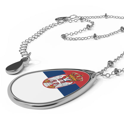 Serbia Flag Oval Necklace | Serbian Heritage Pendant | Rep Ya Flag