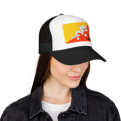 Bhutan Flag Foam Trucker Hat | Bhutanese Pride Snapback Cap | Rep Ya Flag