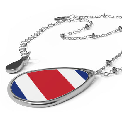 Costa Rica Flag Oval Necklace | Costa Rican Heritage Pendant | Rep Ya Flag