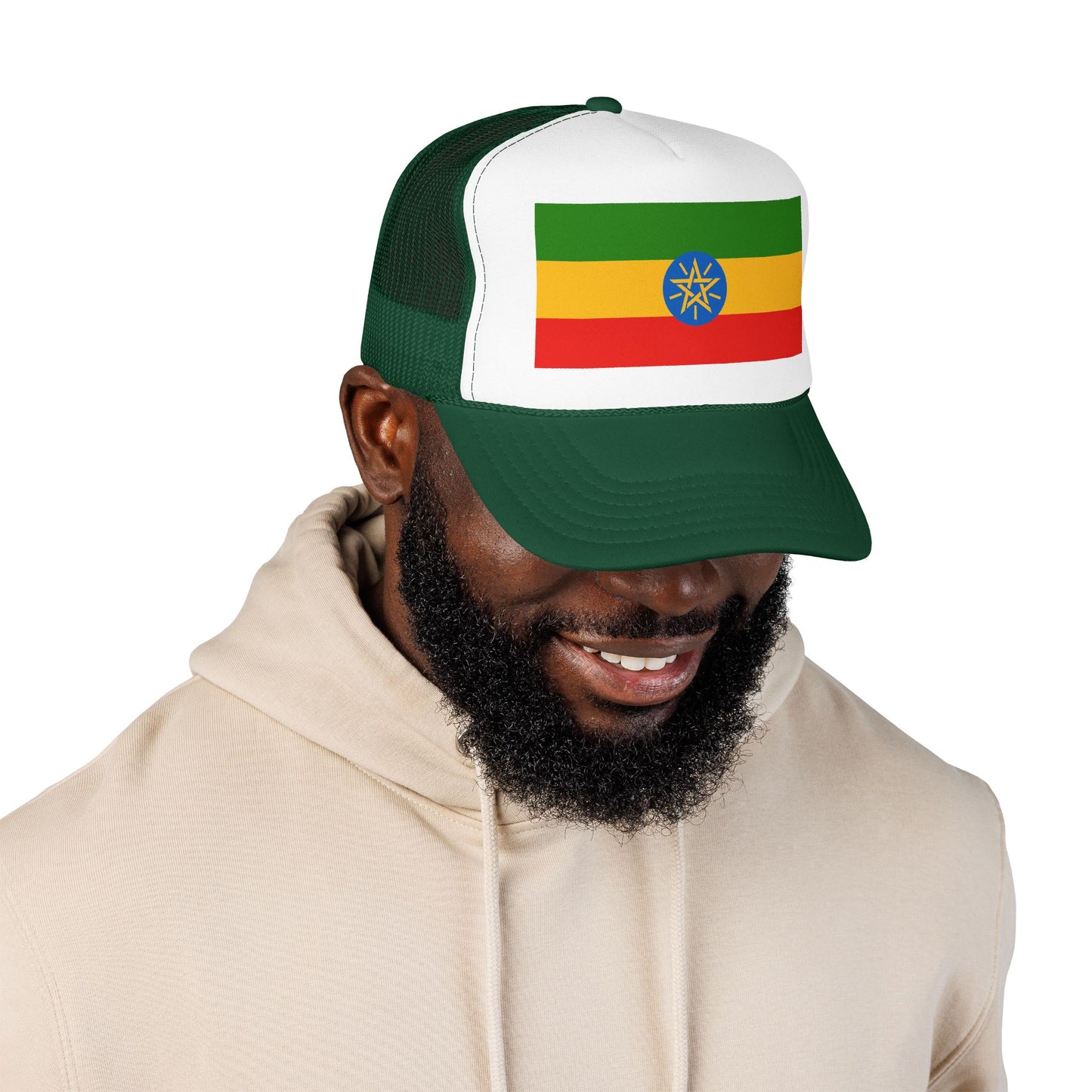 Ethiopia Flag Foam Trucker Hat | Ethiopian Pride Snapback Cap | Rep Ya Flag
