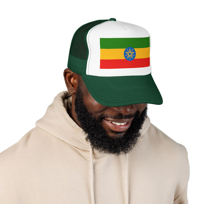 Ethiopia Flag Foam Trucker Hat | Ethiopian Pride Snapback Cap | Rep Ya Flag