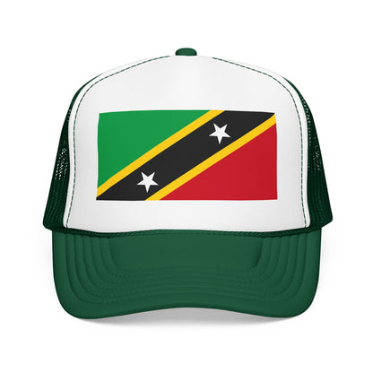 Saint Kitts and Nevis Flag Foam Trucker Hat | Kittitian & Nevisian Pride Snapback Cap | Rep Ya Flag