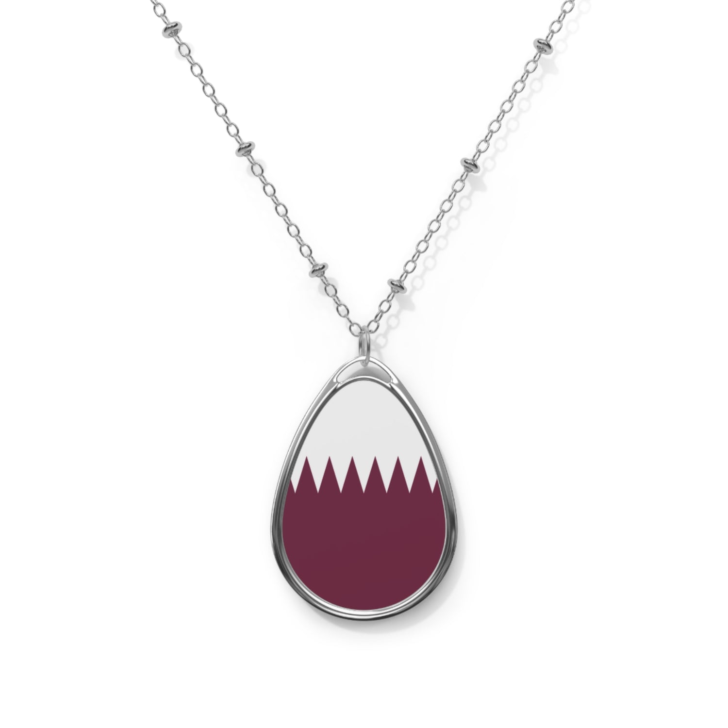 Qatar Flag Oval Necklace | Qatari Heritage Pendant | Rep Ya Flag
