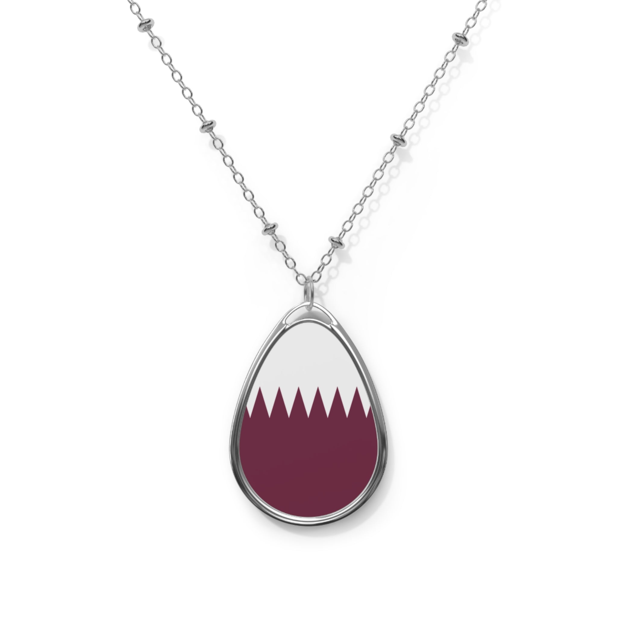 Qatar Flag Oval Necklace | Qatari Heritage Pendant | Rep Ya Flag