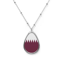 Qatar Flag Oval Necklace | Qatari Heritage Pendant | Rep Ya Flag