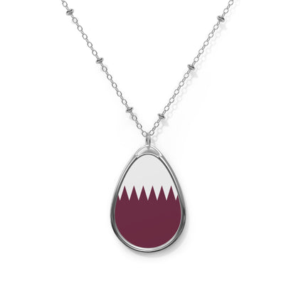 Qatar Flag Oval Necklace | Qatari Heritage Pendant | Rep Ya Flag