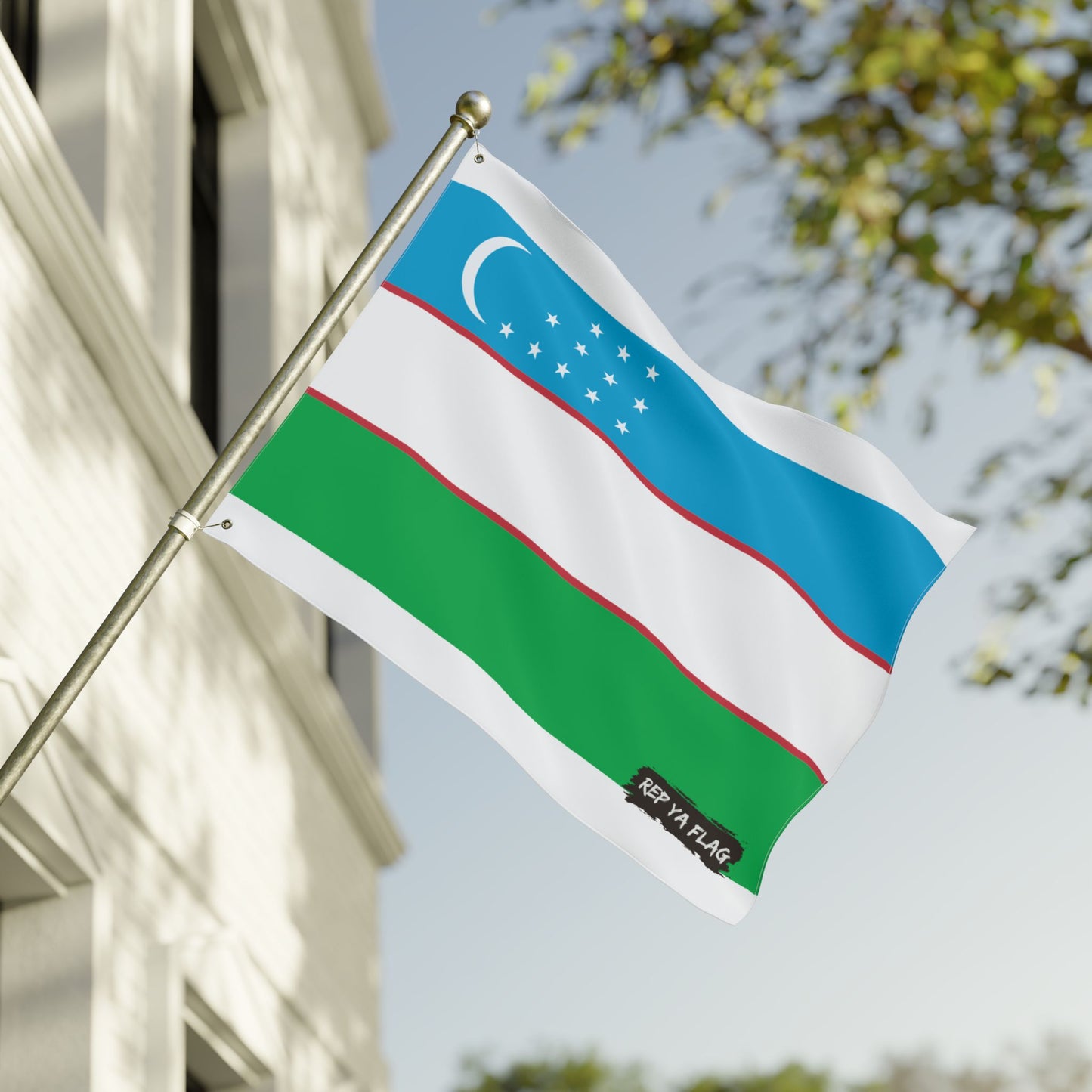 Uzbekistan Flag Double Sided Flag, Outdoor Garden Banner | Country Flag
