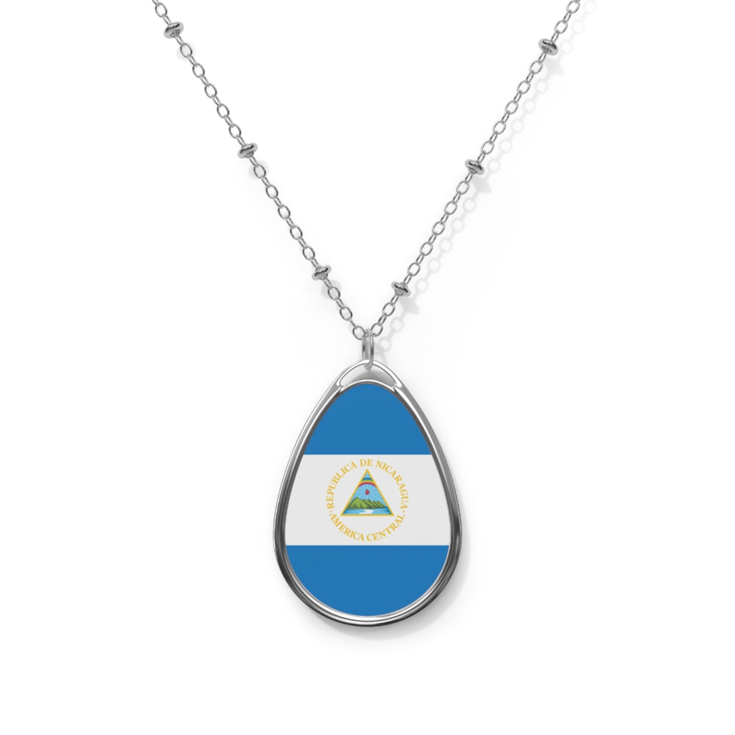 Nicaragua Flag Oval Necklace | Nicaraguan Flag Pendant | Heritage Jewelry | Cultural Gift | Rep Ya Flag