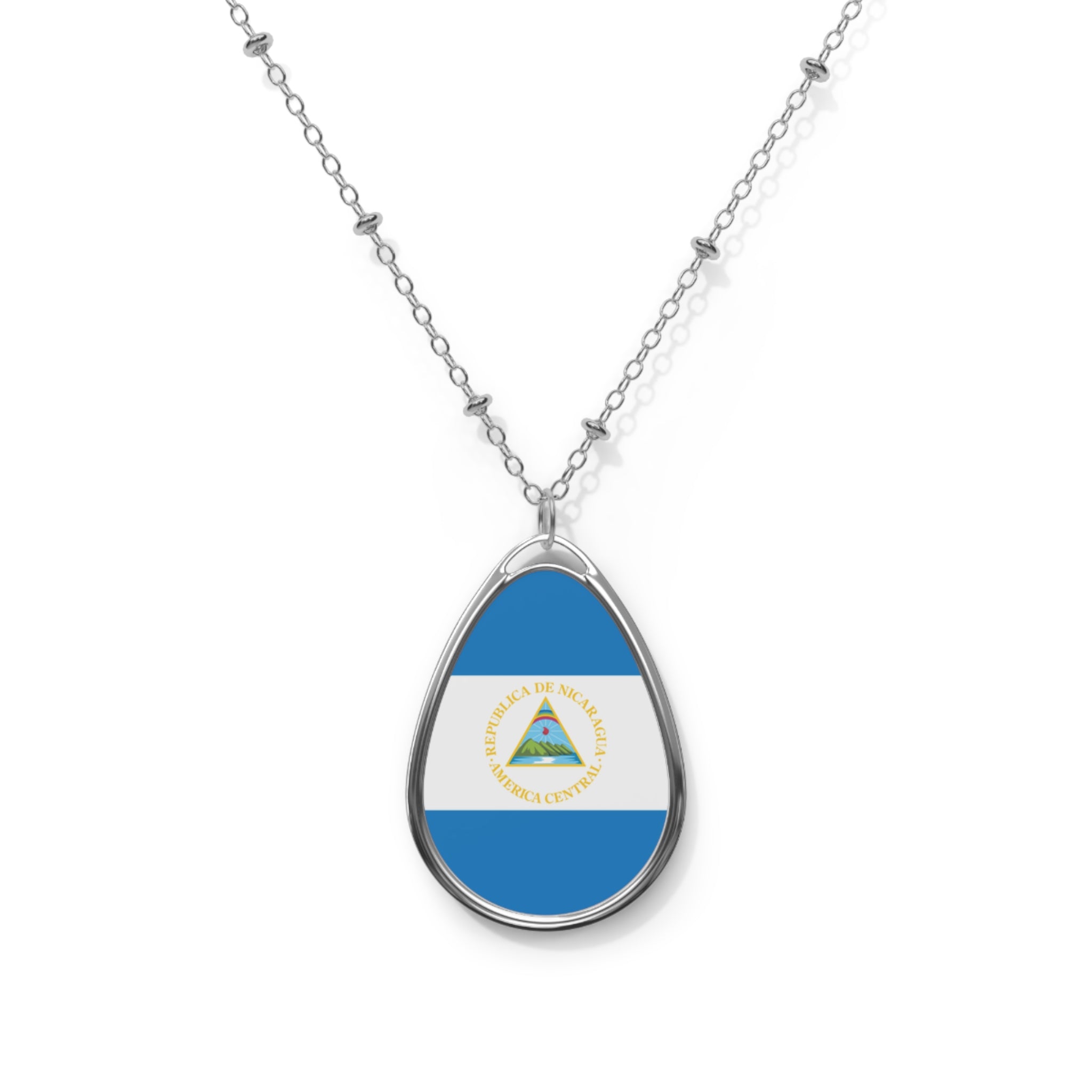 Nicaragua Flag Oval Necklace | Nicaraguan Flag Pendant | Heritage Jewelry | Cultural Gift | Rep Ya Flag