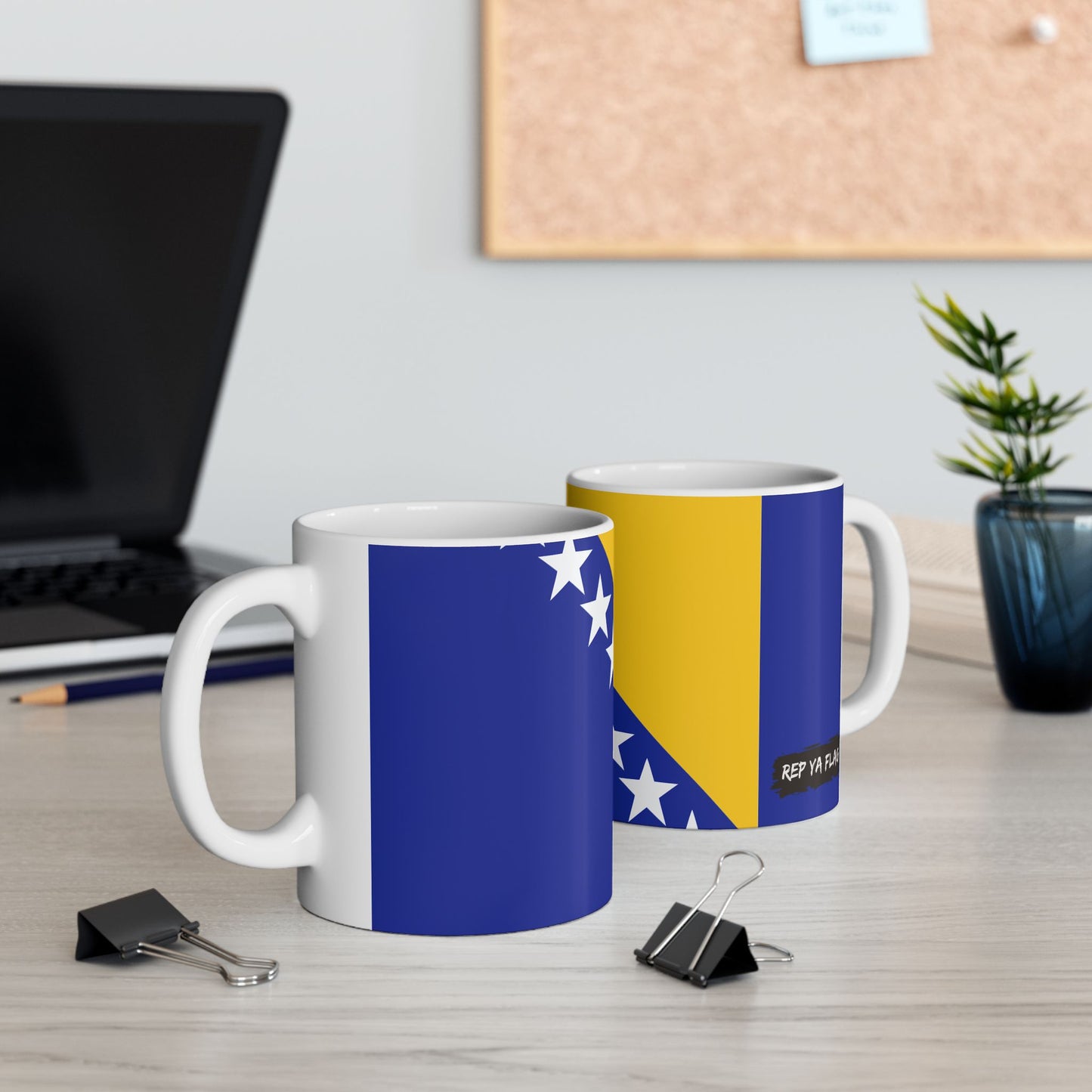 Bosnia & Herzegovina Flag Coffee Mug | Bosnian Pride Ceramic Tea Mug 11oz & 15oz | Rep Ya Flag