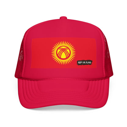 Kyrgyzstan Flag Foam Trucker Hat | Kyrgyz Pride Snapback Cap | Rep Ya Flag