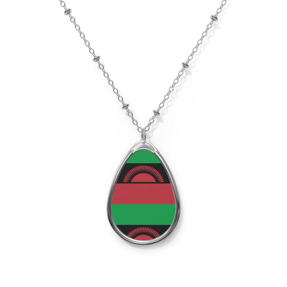 Malawi Flag Oval Necklace | Malawian Heritage Pendant | Rep Ya Flag