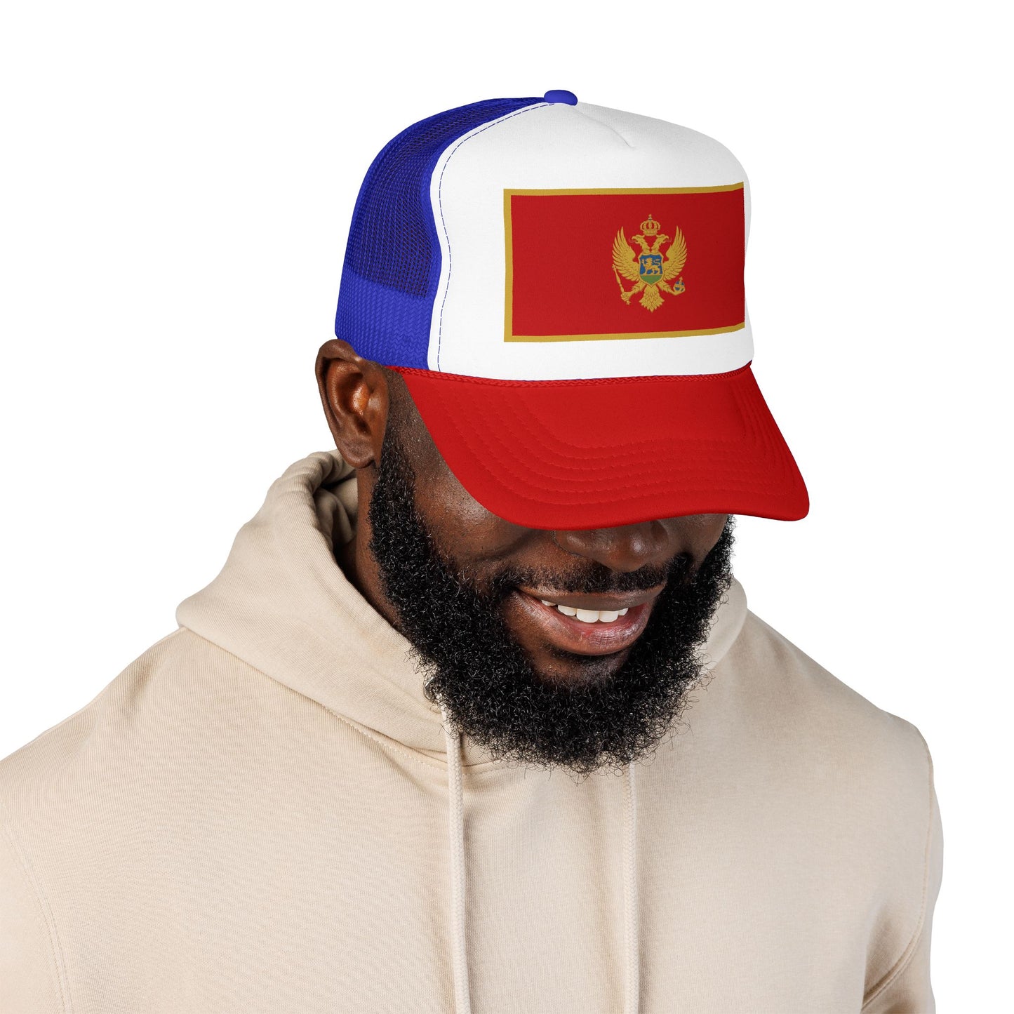 Montenegro Flag Foam Trucker Hat | Montenegrin Pride Snapback Cap | Rep Ya Flag