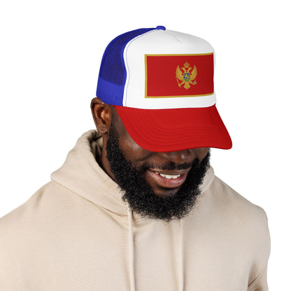 Montenegro Flag Foam Trucker Hat | Montenegrin Pride Snapback Cap | Rep Ya Flag