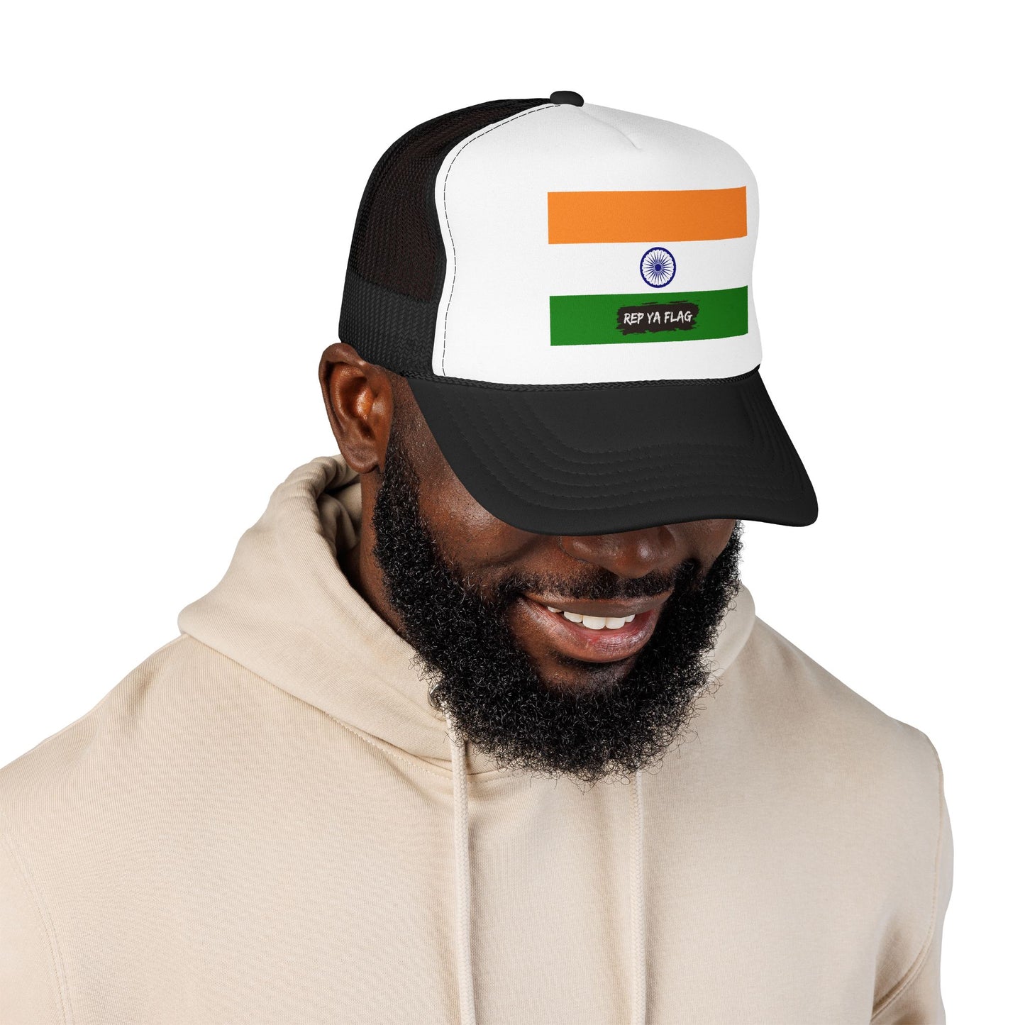 India Flag Foam Trucker Hat | Indian Pride Snapback Cap | Rep Ya Flag