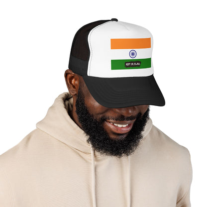 India Flag Foam Trucker Hat | Indian Pride Snapback Cap | Rep Ya Flag