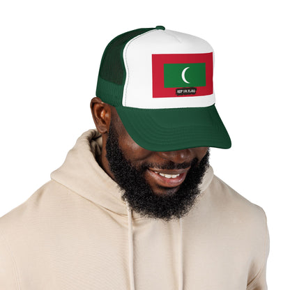 Maldives Flag Foam Trucker Hat | Maldivian Pride Snapback Cap | Rep Ya Flag