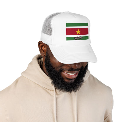 Suriname Flag Foam Trucker Hat | Rep Ya Flag design